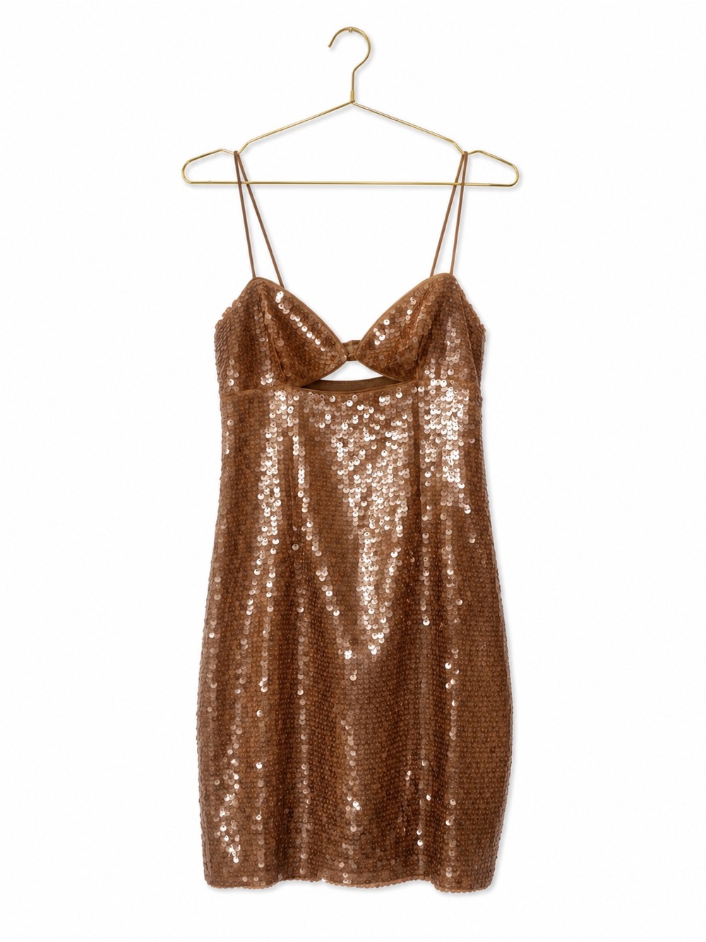 Susana Monaco Copper Sequin Slip Mini Dress